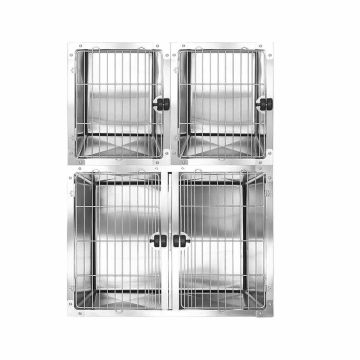 Professional Stainless Steel Modular Dog Cage - Half Bank