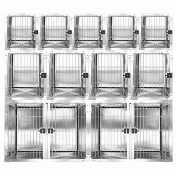 Professional Stainless Steel Modular Dog Cage - Full Bank
